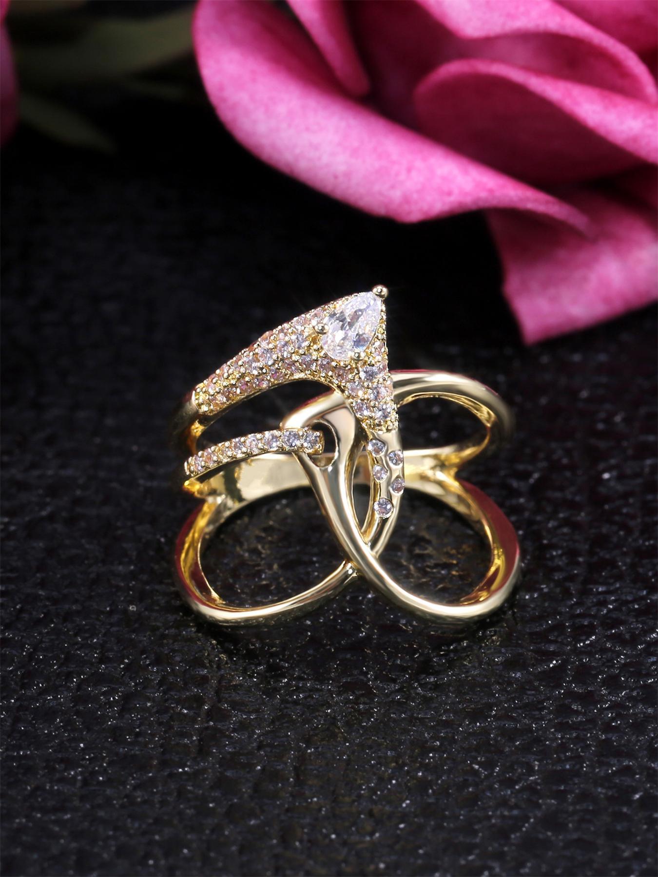 Elegant Rhinestone Decorated Ring, Jewelry Open Ring, Fashion Accessories for Women, Trendy Accessories for Party and Daily Life, All-match & Exquisite Jewelry for Birthday Gift