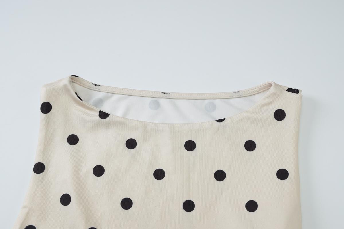 Women'S Colorblock Polka Dots Print Sleeveless Tank Top, Casual Round Neck All Over Printed Slim-Fit Vest Shirt, Y2K Party Club Date Holiday Daily Crop Tops Streetwear For Ladies Girls Summer All Seasons Stylish Clothes Wear, Colorblock Print Cami..