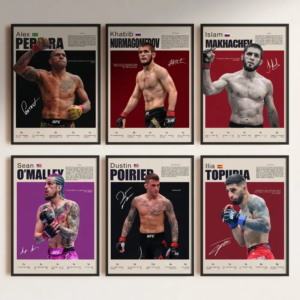 Champion Canvas Poster Set  Pereira, Khabib, O'Malley MMA Canvas Wall Art