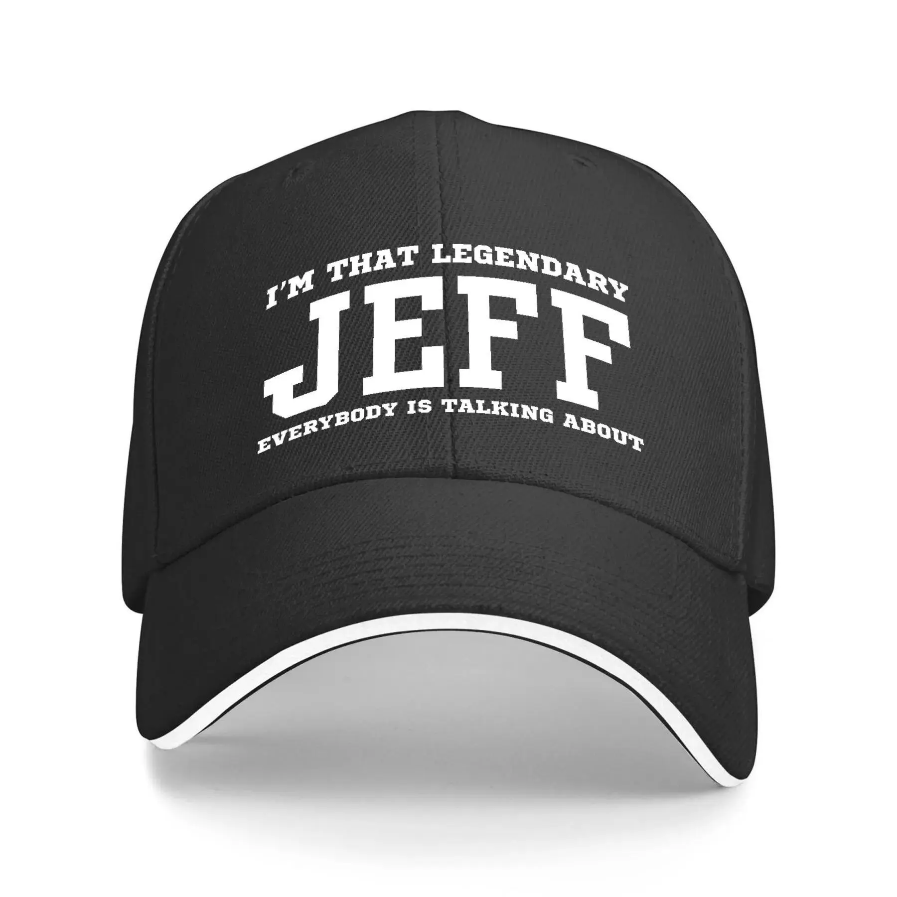Unisex 100% Polyester "I'm That Legendary Jeff Everybody Is Talking About" Graphic Baseball Cap - 1 Size, Lightweight Soft Curved Brim Casual Hat for Outdoor Sports & Everyday Wear, One Size