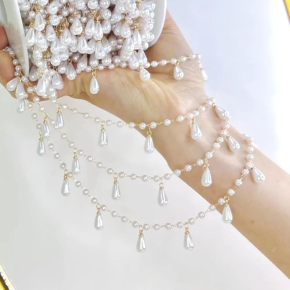 2026 High Gloss Pearl DIY Chain Summer Vibes, Tassel Luoying Chain Craft Supplies for Hanfu Hair Ornaments, Stage Shoes & Costume Decoration