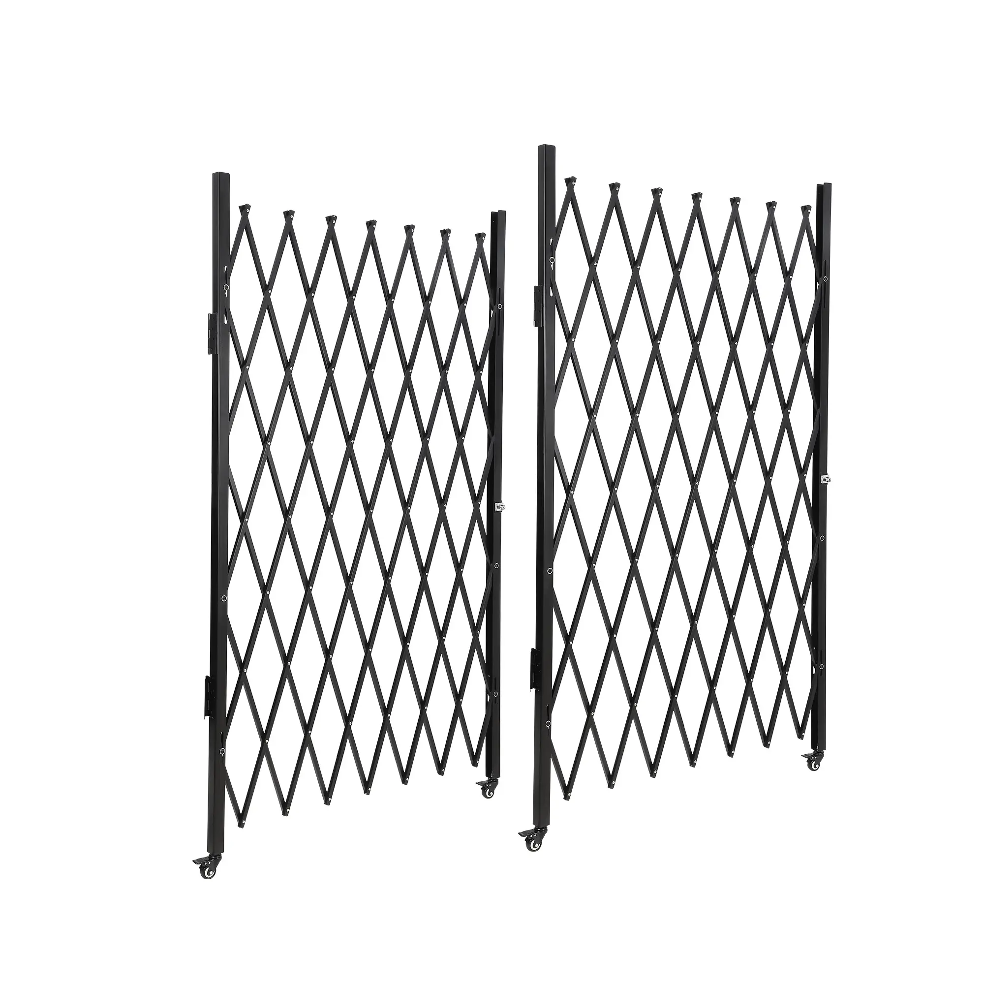 Foldable Rolling Expandable Driveway Gate, Heavy-Duty Black Aluminum Scissor Fence with Casters, Portable Outdoor Security Barrier for Residential Garden Yard Isolation