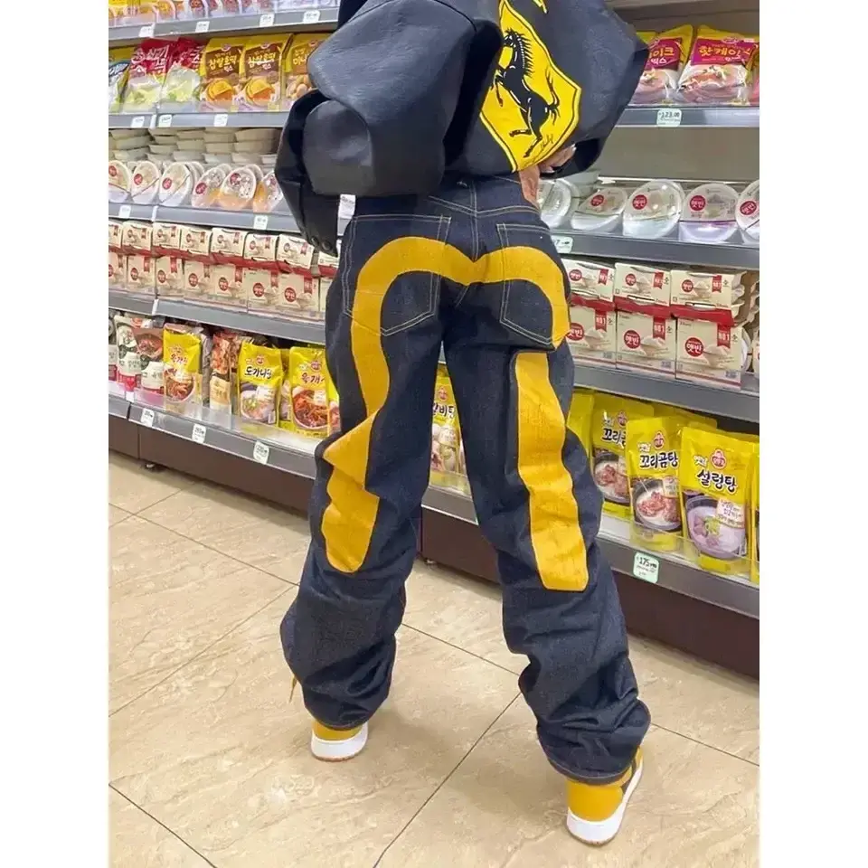Wide Leg Gothic Cargo Jeans | Y2K Streetwear Punk Denim Trousers