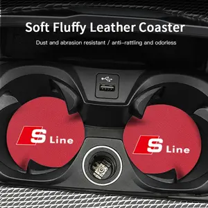 2Pcs Car Leather Coaster Mat Anti-slip Water Cup Pad For Audi Q7 A8L A5 A6 A7 Q8 A4 SQ7 S4 S8 S6 S7 S5 S3 SQ5 e-tron Q5 Q3 Q6 SQ6 SQ8 Q4 SQ2 A3 TTS Q2 A8 S1 A1 Quattro