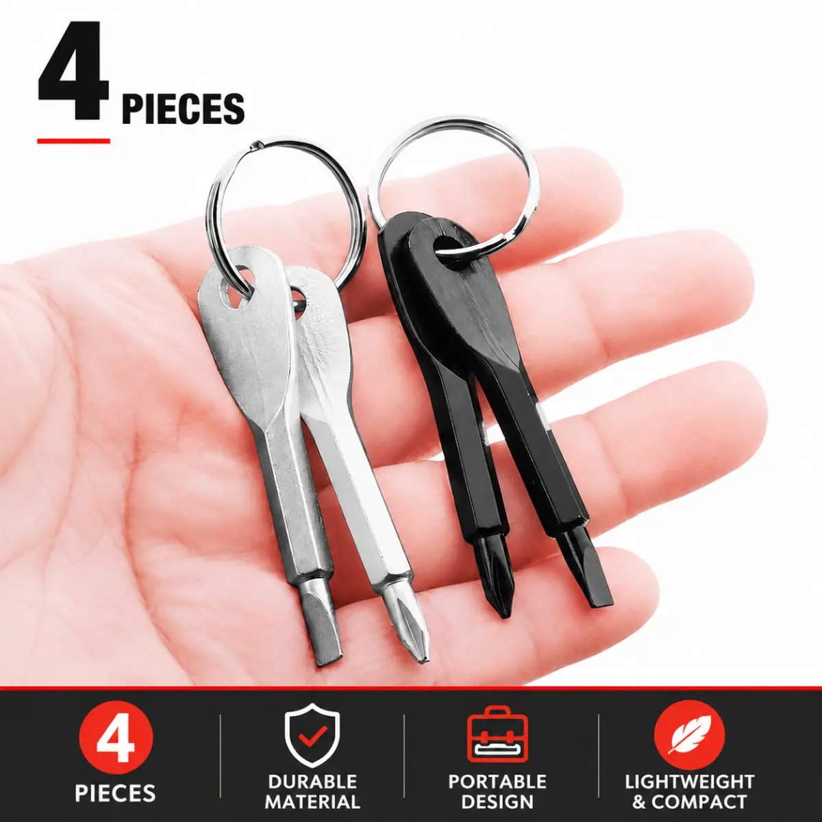 2-in-1 Keychain Screwdriver Set - 2-Pack Compact Mini Tool Kit with Key Ring, Phillips-Flat Head Outdoor Tools for Camping Hiking Gear Emergency Survival, Key Ring Set
