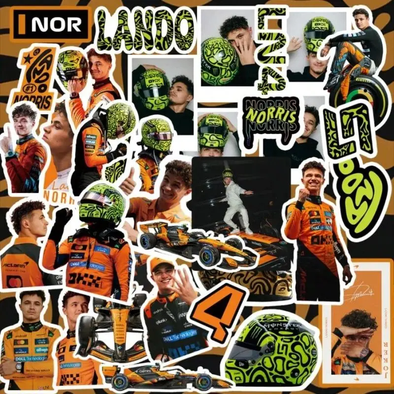 59PCS Lando Norris racing-themed sticker set–Waterproof Vinyl Decals for Laptop, Water Bottle, Suitcase, Car, Helmet, Skateboard