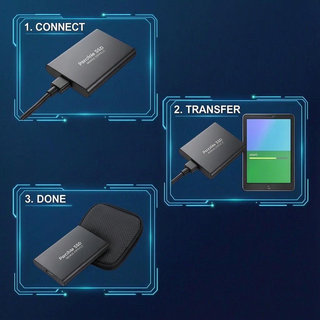 2026  Portable External SSD 1TB/2TB USB 3.2 Type-C High Speed Solid State Drive for PC Mac | Ultra Fast Transfer, Silent Operation, Plug and Play, Mobile Storage