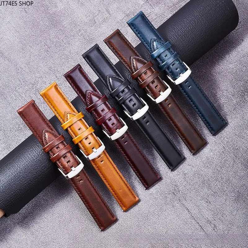High-End Leather DW Watch Strap - Pin Buckle Multi-Size Interchangeable Buckling Option, 24mm-26mm Sizes with 24mm Black Buckle, New In Stock Cross-Border Hot Selling Wholesale Supply