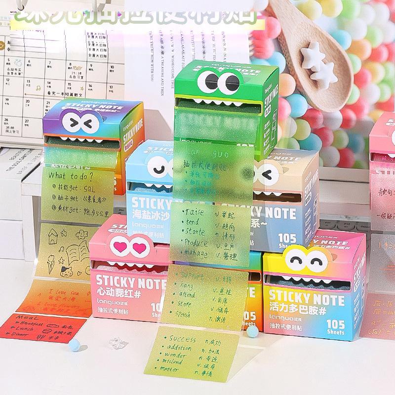Random Color Cute Monster Pattern Sticky Notes, 105pcs/box Creative Multi-Purpose Sticky Notes, Sticky Memo Pads for Home, School and Office, Sticky Labels