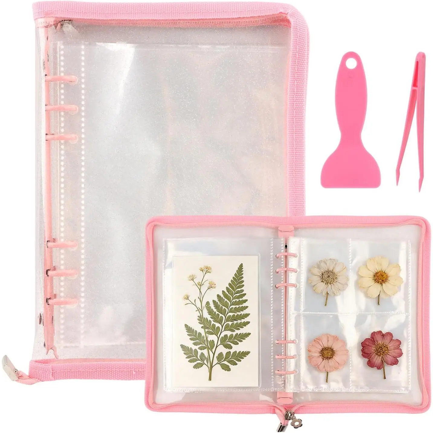 5-in-1 Sticker Storage Organizer, Binder with Storage Sleeves and Release Paper, Zipper Album Sticker Collecting Display Keeper,  A5 Stickers Book Collecting Album (Color:)