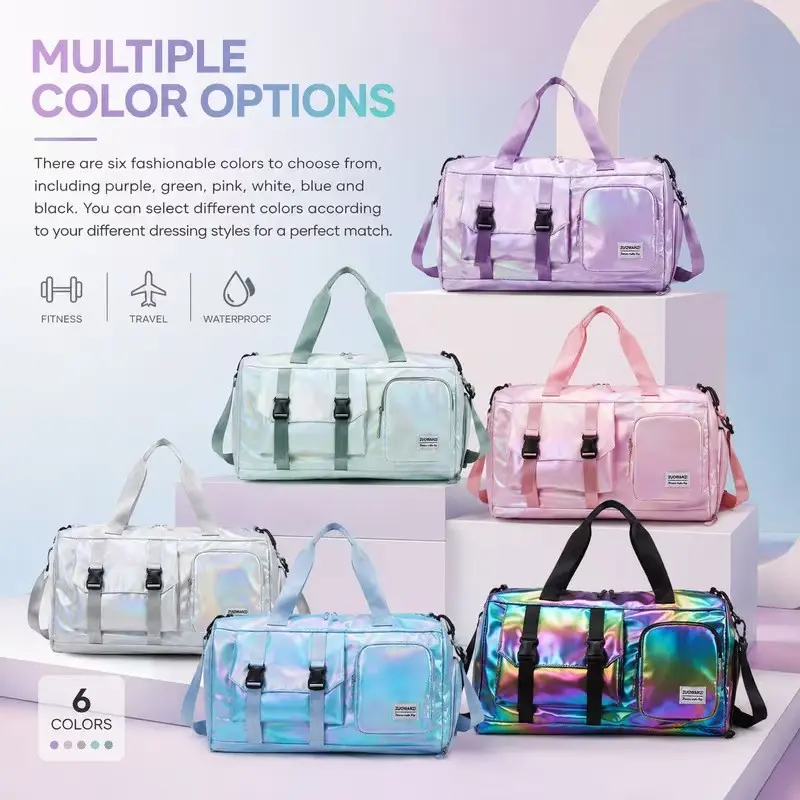 Multi-Functional Dry-Wet Sports Fitness Bag, Separate Shoe Compartment, Cross-Body Travel Bag, Large Capacity Camping Storage, Colorful Luggage