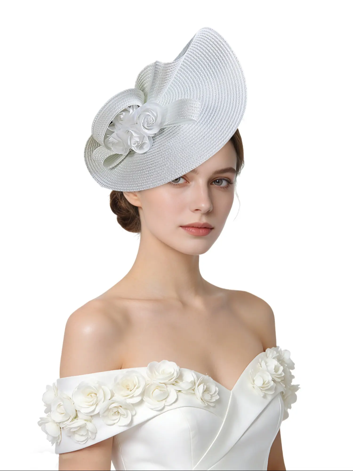 Women's Large Brim Hat Feather Floral Fascinator Church Cocktail Tea Party Ascot Derby Hat