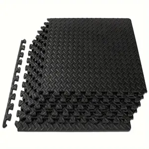 8-piece set - Interlocking mats foam tile performance floor mat, EVA home gym sports floor mat, suitable for all sports or equipment, black #GLOBAL PICKS