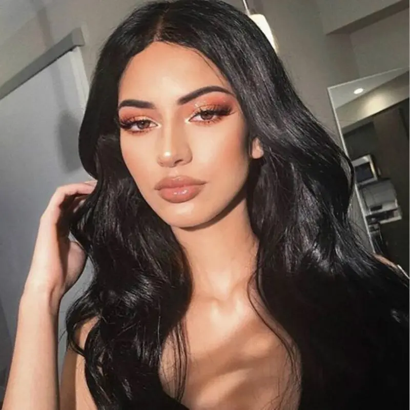 Women's Synthetic Full Machine Wig - African Long Curly Big Waves, Middle Part
