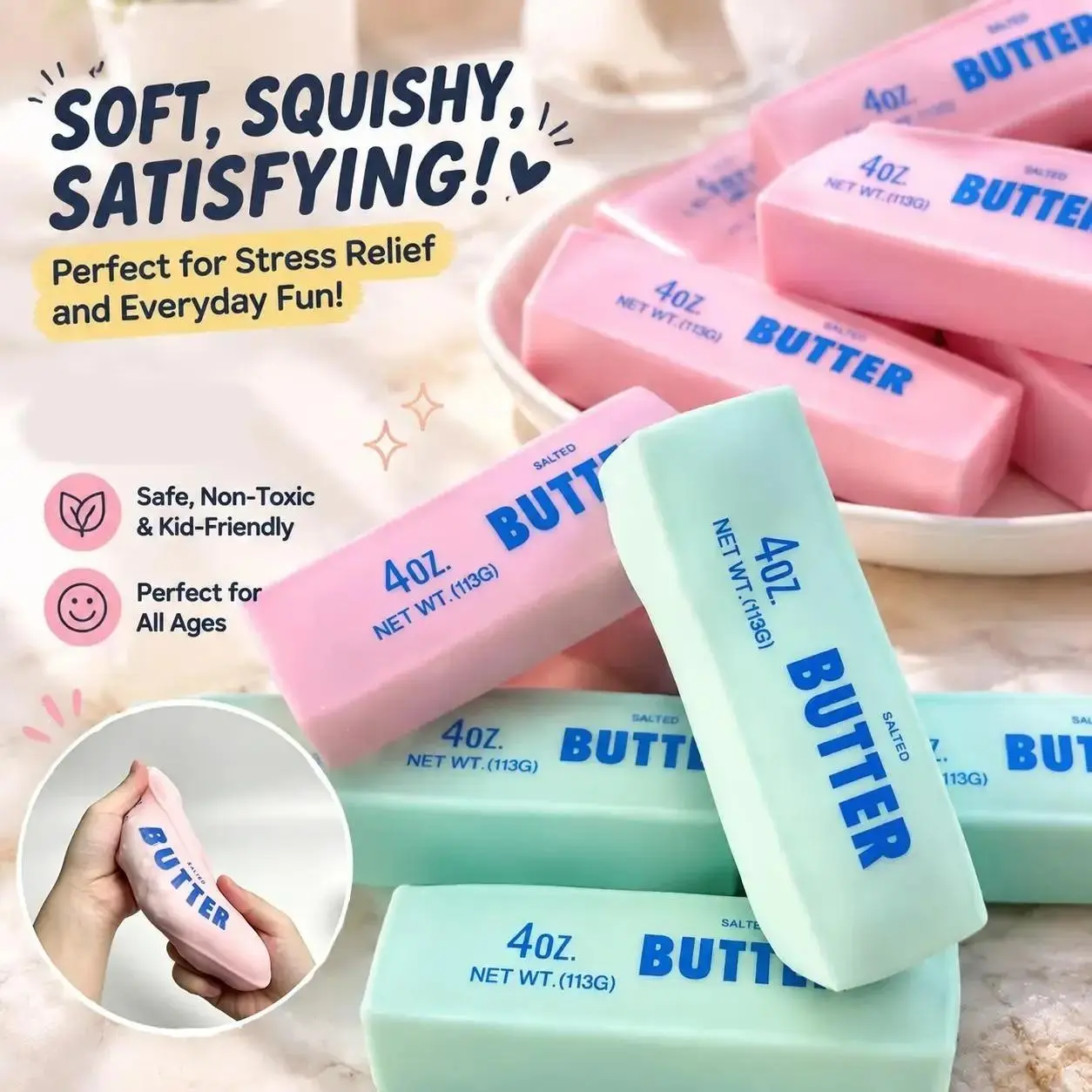 Crispy Sound Butter Stick Soft Toy, Fun Sensory Play Toy, Portable Stress Relief Toy, Cute Desk Relaxation Toy, Ideal Gift for Teens and Adults