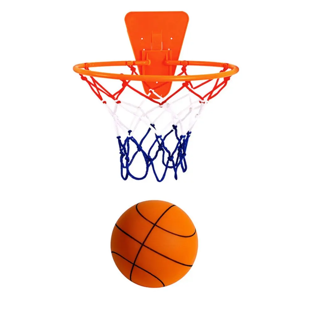 Quiet Basketball Set for Indoor Silent Play - Low Noise Basketball, Quiet Practice Ball, Noise-Free Rebound Ball & Hoop, Noiseless Foam Basketball Hoop for Home, Office, Apartment, Dorm - Kids Teens Adult Stress Relief Game