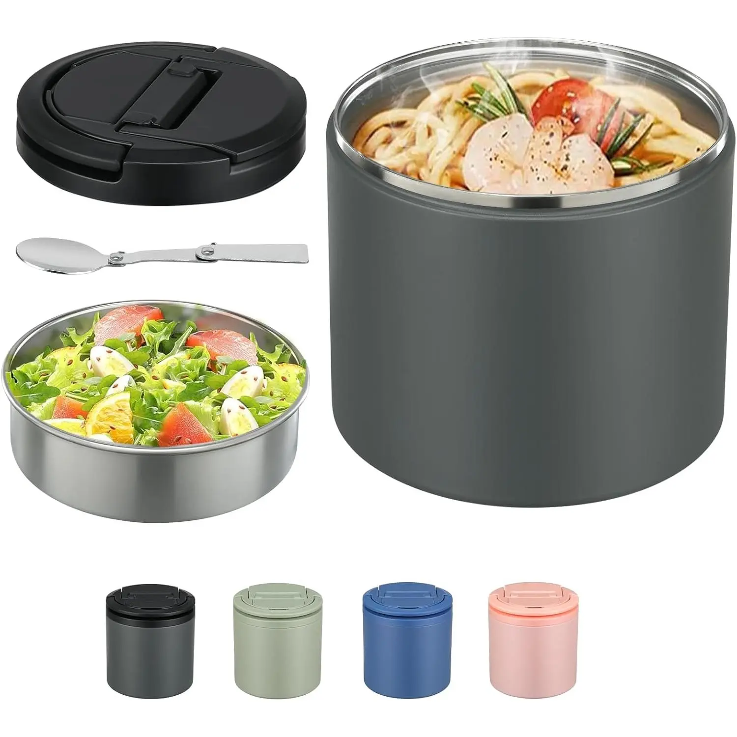Thermo for Hot , Soup Thermo for Adults 40oz Lunch Containers Wide Mouth, Insulated  Container Leak Proof Vacuum Stainless Steel With Carry Handle and Spoon