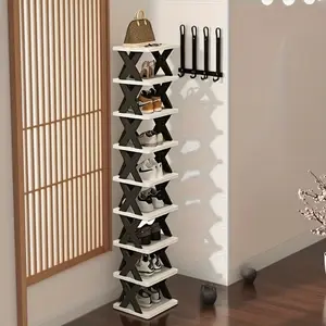 9-Tier Space-Saving Shoe Rack - Easy to Assemble, Durable Plastic, Multi-Functional Storage for Home & Dorm, Modern Design for Living Room Organization, Efficient Shoe Storage | Clear Storage | Freestanding Unit, Shoe Organizer