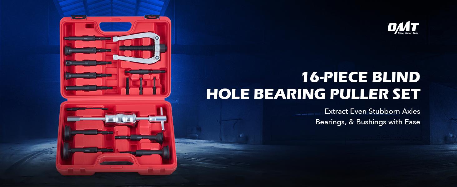 Orion Motor Tech Blind Hole Collet Bearing Race and Seal Puller Extractor Kit, Blue/ Red Slide Hammer Pilot Insert Inner Internal Bearing Removal Tool Set, 16PCS, car stuff, tool box, Automotie Repair Tools
