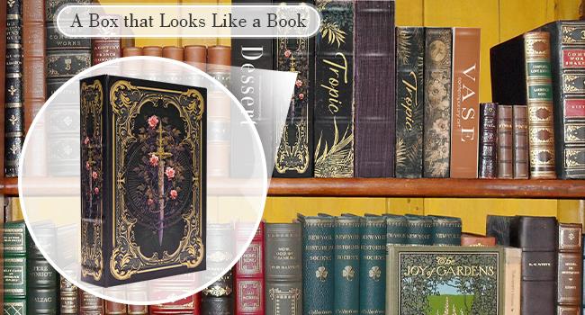 Premium Canvas Book Shaped Box with Gold Foil Decorative Storage,Secret Safe for Valuables, Remote Control Holder Elegant Home Office Decor Large Size Box