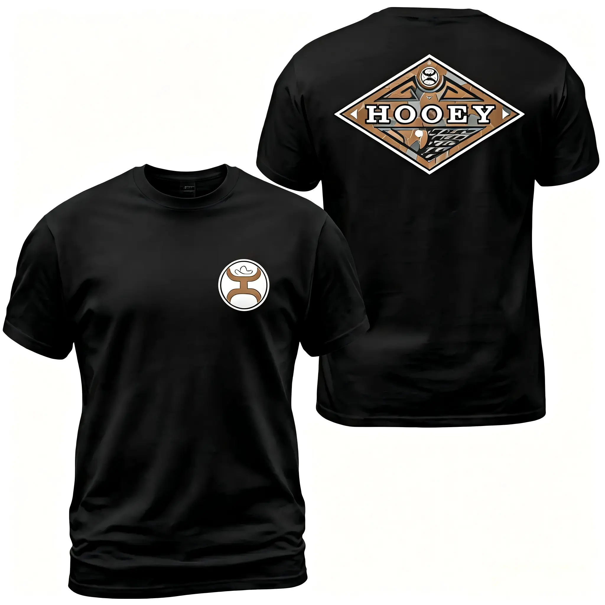 Hooey Aztec Logo T-Shirt, Western Rodeo Graphic Tee With Diamond Back Print And Front Chest Emblem, Cowboy Ranch Casual Outfit, Country Lifestyle Shirt Gift For Men and Women.