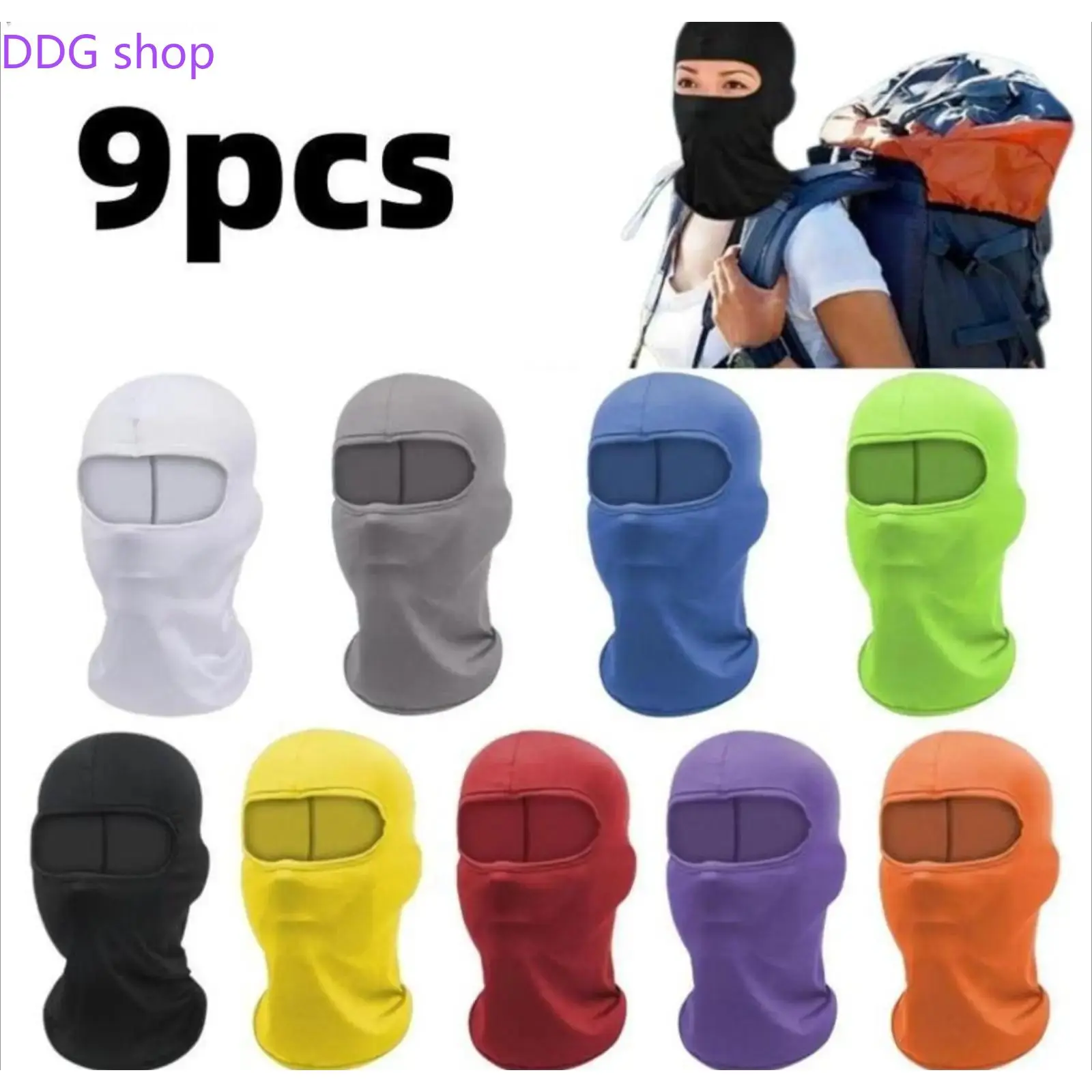 6/9-Piece 15.7in Sun Protection Face Mask - Windproof Neck Gaiter, UV-Protective Full Face Covering, Motorcycle Helmet Liner for Outdoor Sports, Makeup Use,summerwins