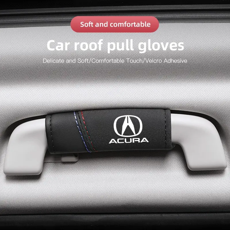2Pcs Car Suede Leather Roof Handle Protective Cover Car Accessories For Acura ADX RDX ZDX Integra NSX MDX TLX CDX ILX RLX TL RL
