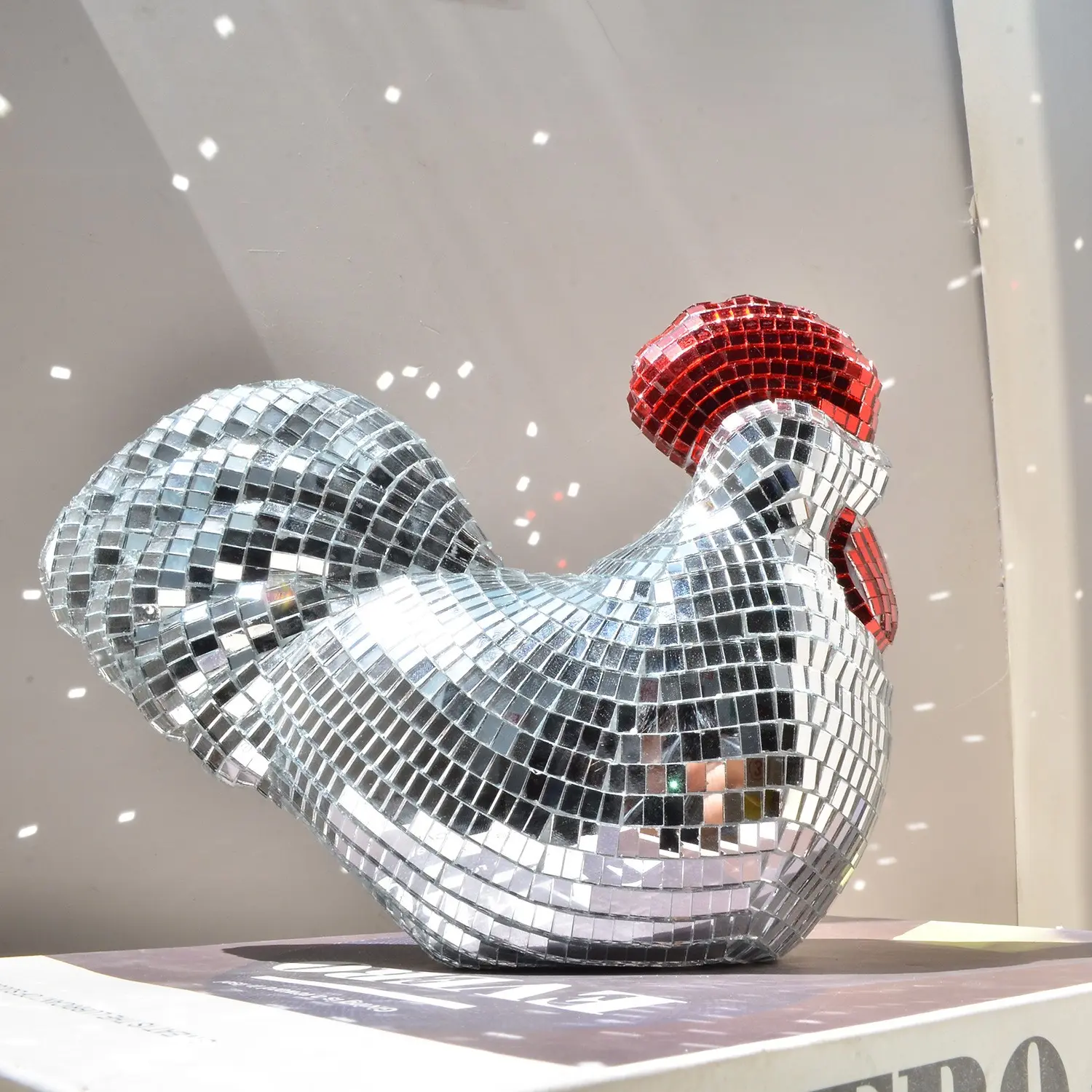 Christmas Decorative Items, Disco Mirror Decoration, Rooster Chicken Ornament, Party Supplies, Birthday Decoration, Festive Accessories