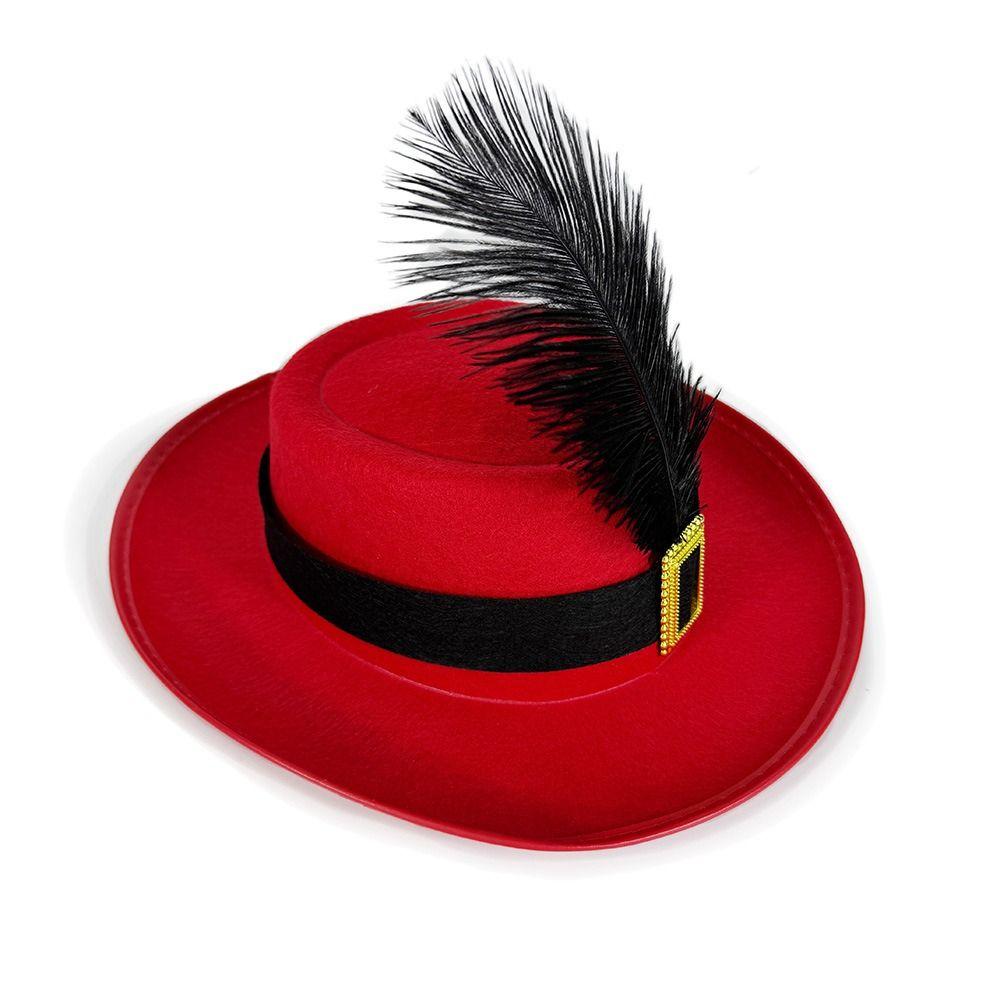Vintage Black Musketeers Costume Hat Magician Hat With feathers Holiday Costume Hat Top Hats Stage Performance Kids Cosplay Hat