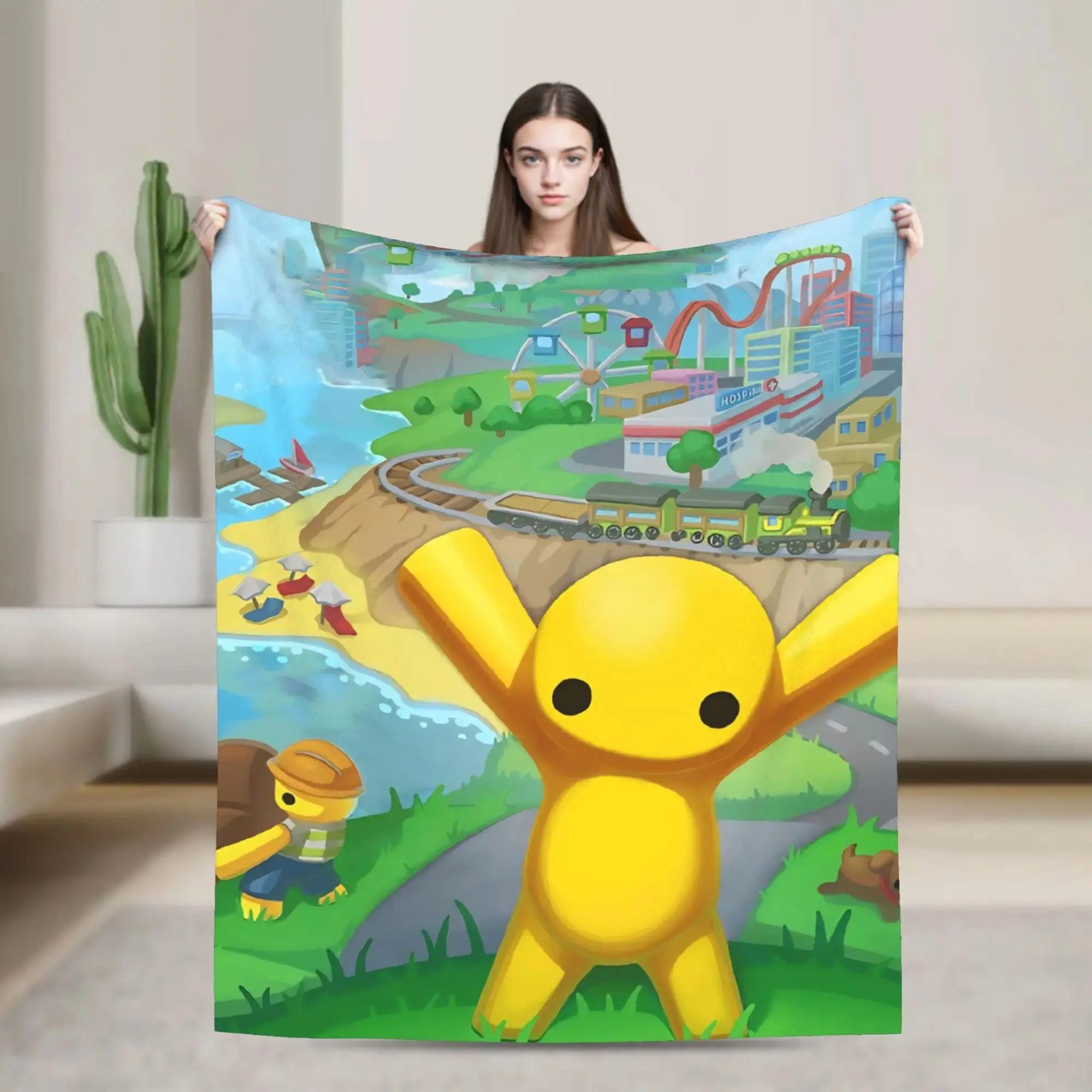 Wobbly Life Game Flannel Blanket Soft Warm Throw Blanket for Camping Sofa Bed Home Decor Gift