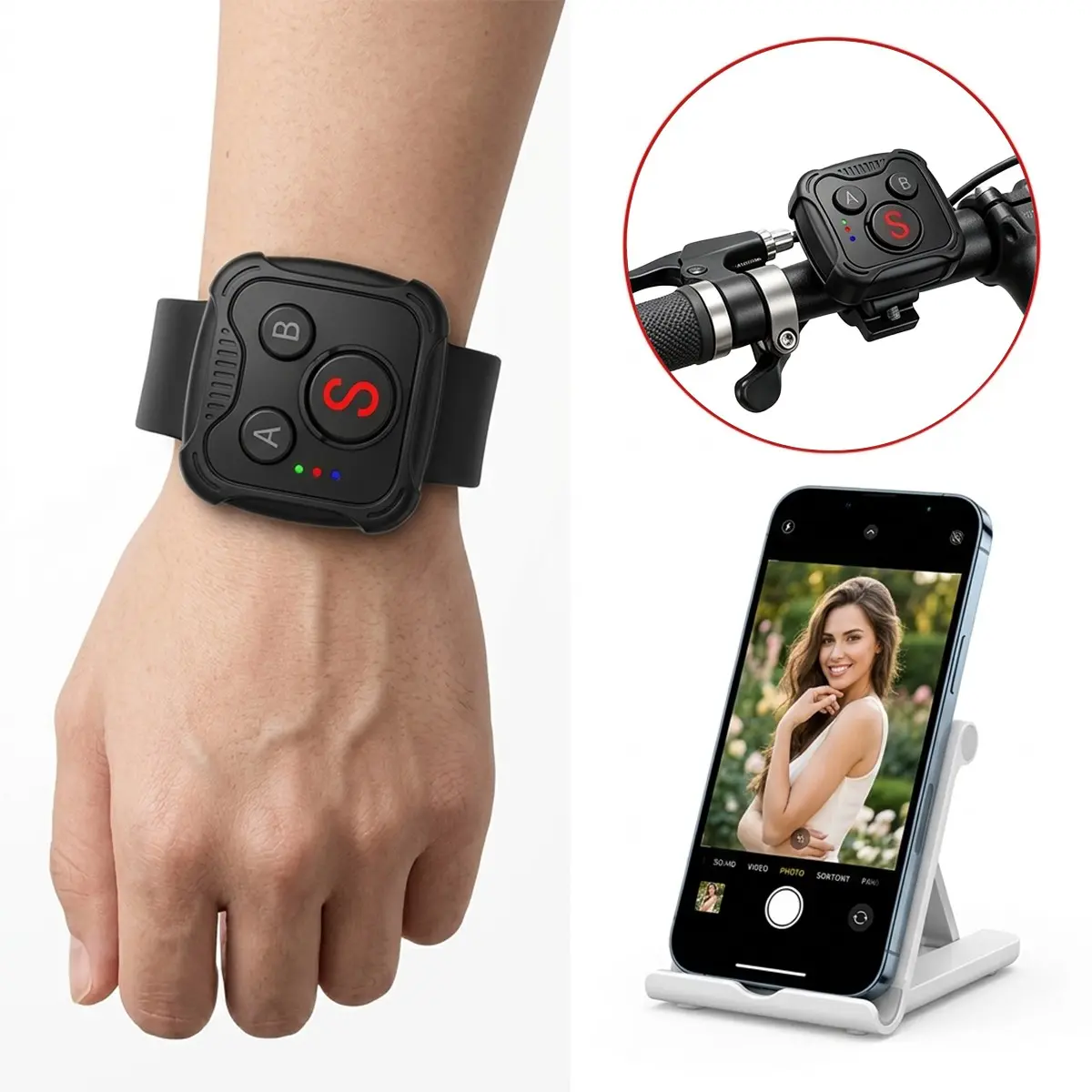 Universal Bluetooth-compatible Remote Controller for Action Cameras Recording, Compatible with Gopro Dji Insta360 & Phones, 15m Wireless Range, 2 Months Battery Life