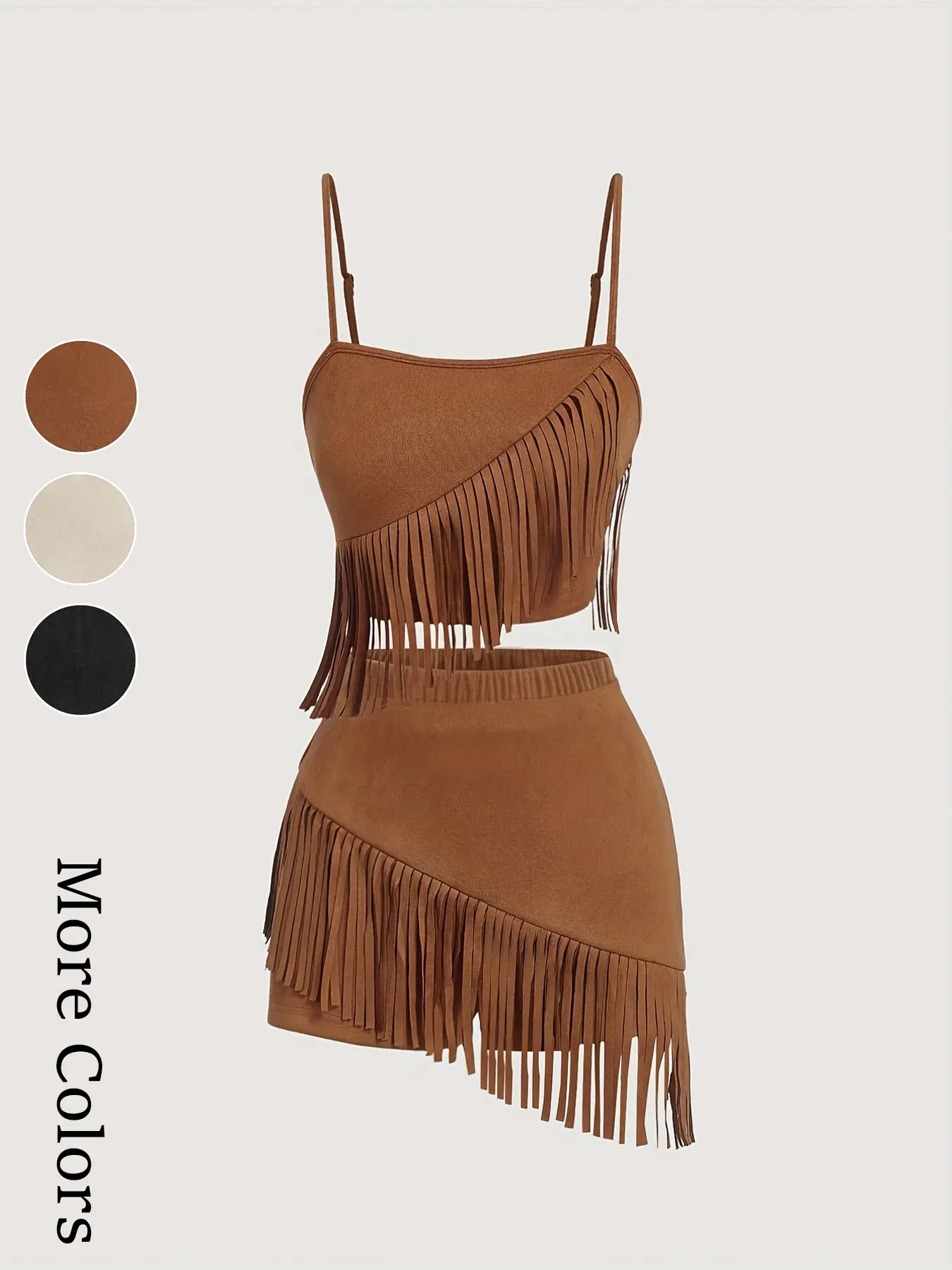 Women's Fringe Top and Shorts Set, Two-Piece Retro Western Style Outfit with Fringe Details, Perfect for Music Festivals, Date Nights, Clubs, Performances, Parties, and Galas