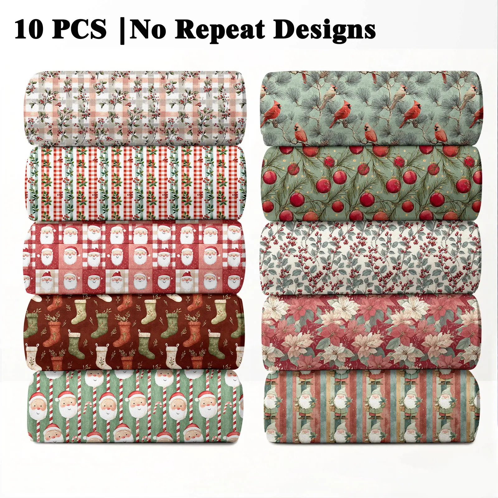 10PCS Traditional Color Print Fabric Bundles, 23x55cm (9x22in) Classic Color Combination Pattern Quilting Home Decor DIY