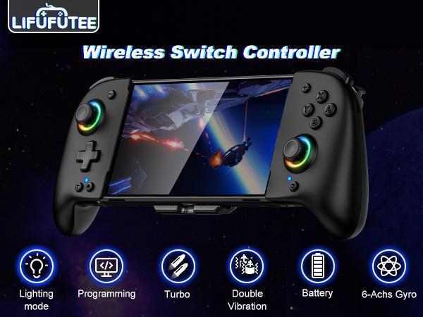 ESYWEN Switch Controllers Compatible with Nintendo Switch/Switch OLED, One-Piece Joypad Controller Replacement for Switch Pro Controller with 9 Lights Color, Turbo, Macro, KeyLinker APP