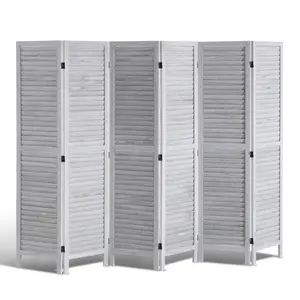 【DealsForYouDays】VEVOR Wood Room Divider, 6 Panel Wood Folding Privacy Screen, 66.9 Inches Tall Indoor Louvered Wooden Partition, Portable Decoration Screen, for Room Separation, Home, Office, Restaurant Bedroom