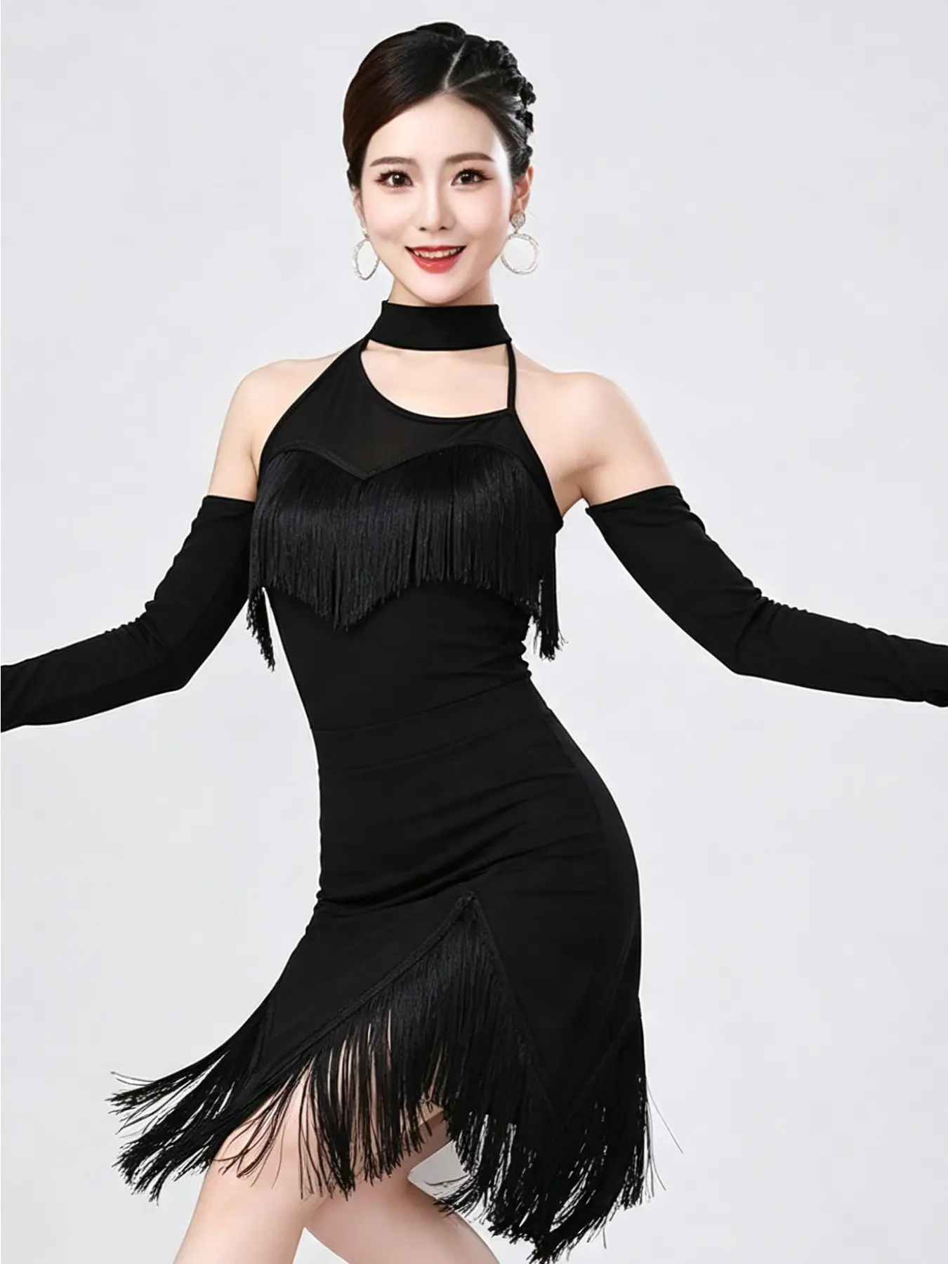 Women's Fringe Latin Dance Dress Dance Clothes Competition Outfit Stage Performance Skirt Party Ballroom Latin Costume