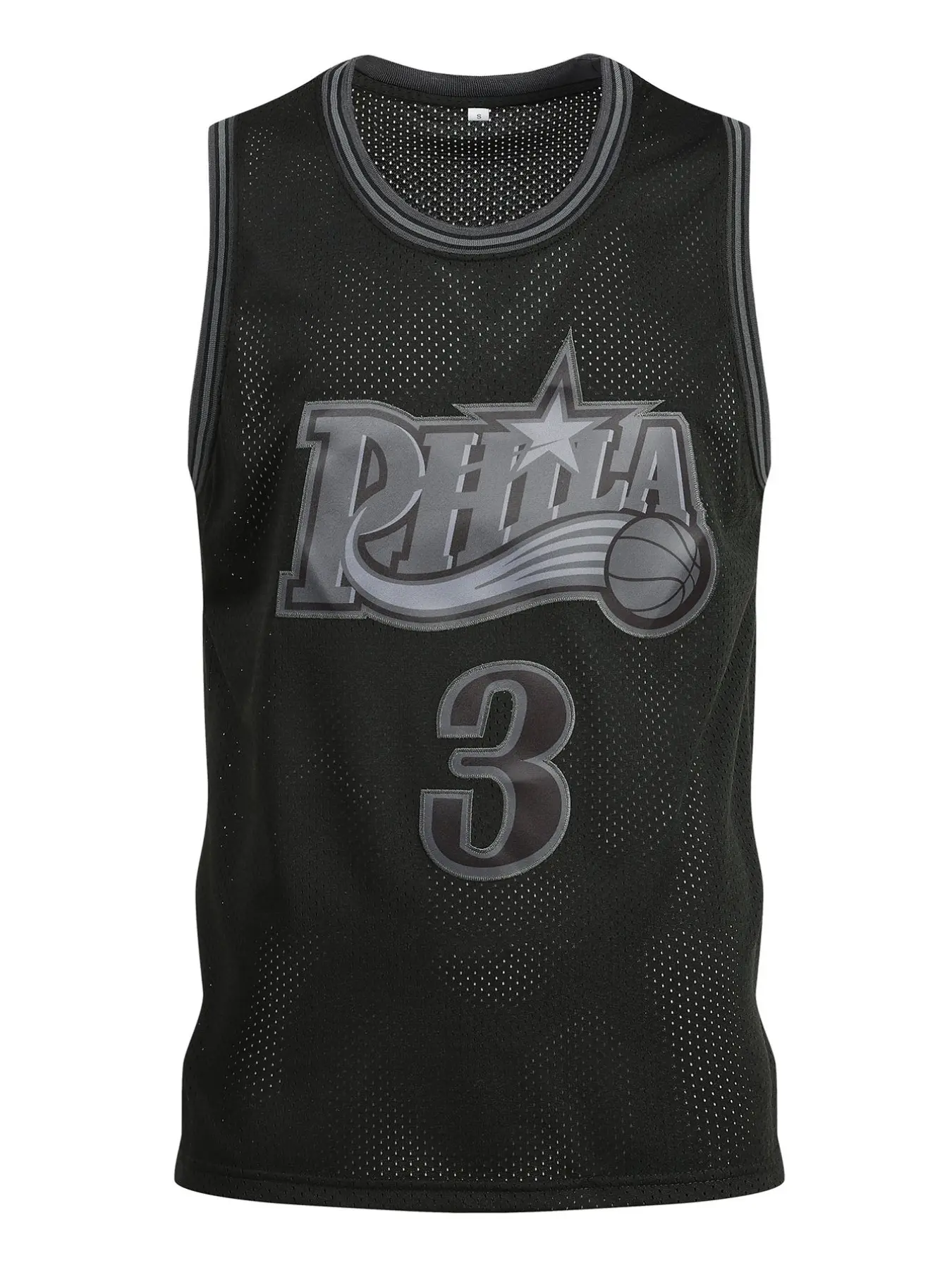 Men's 3 Black Basketball Jersey Embroidered Sports Vest, Casual Fitted H-Type Long Sleeve Top, Unlined Comfortable Design