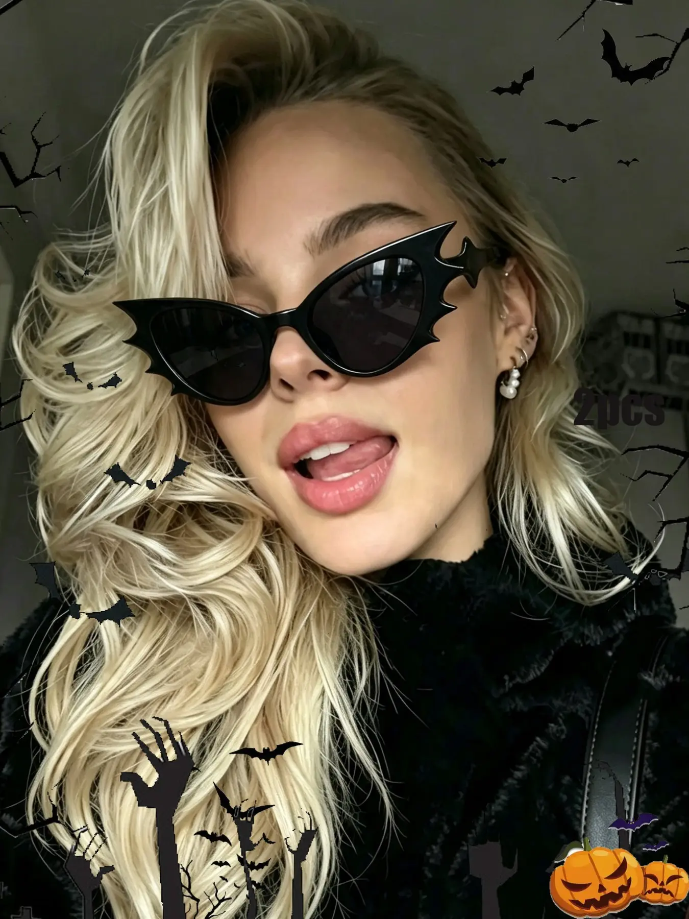 2pcs Vintage Bat-Shaped Party Glasses for Women, Fashionable Festival & Street Style, Casual Beach Wear, Trendy Design Sunglasses