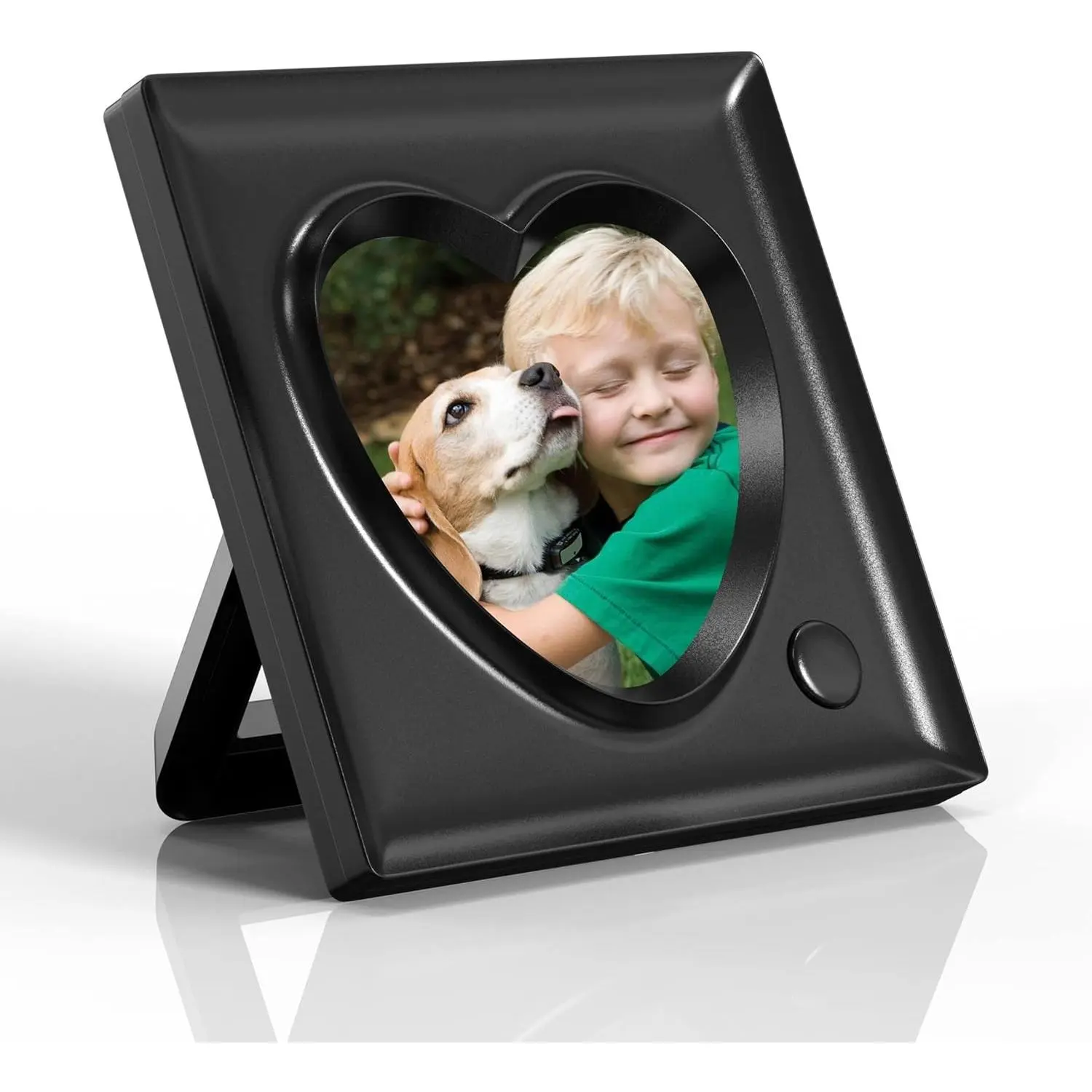 Recordable Picture Frame – 20-Second Voice Recording, 3.9x3.9 Heart Shape Photo Frame, Personalized Keepsake for Loved Ones, Memorial, Long Distance, Birthday, Christmas, Mother's Day, Wedding – Tabletop Display for Home Office Desk