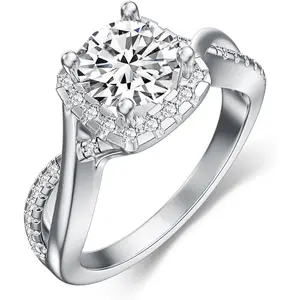 Women's 1 Carat Round Cut D Color VVS1 Moissanite Infinite Twist Ring for Engagement Wedding Anniversary