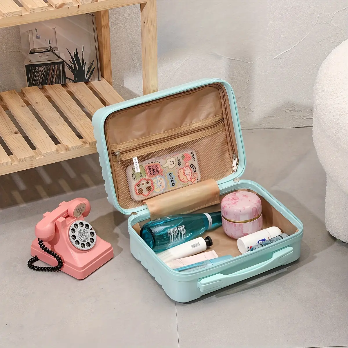 Stylish 14 Mini Cosmetic Bag Luggage - Lightweight with Zip Closure and Fixed Shoulder Straps - Perfect for Travel, Students and Gifts, Cosmetic Travel Bags