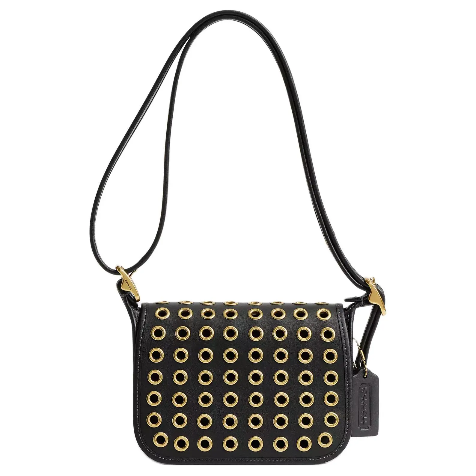 COACH Patricia Legacy 19 Adjustable Strap Zip-Closure Leather Crossbody Bag for Women, Small, Black