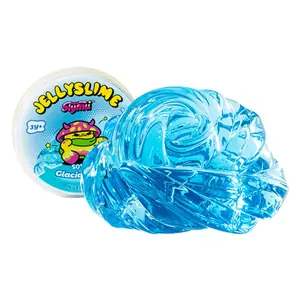 Slymu Jelly Slime Glacial Ooze - Clear, Blue, Unscented, Sensory Fidget Toys, Squish Squishy, Sensory Fidget Squishies, 4 oz, Stress Relief, ASMR, Crisp Texture, Party Favors for Kids, Birthday Gifts for Girls and Boys, Goodie Bag Stuffers