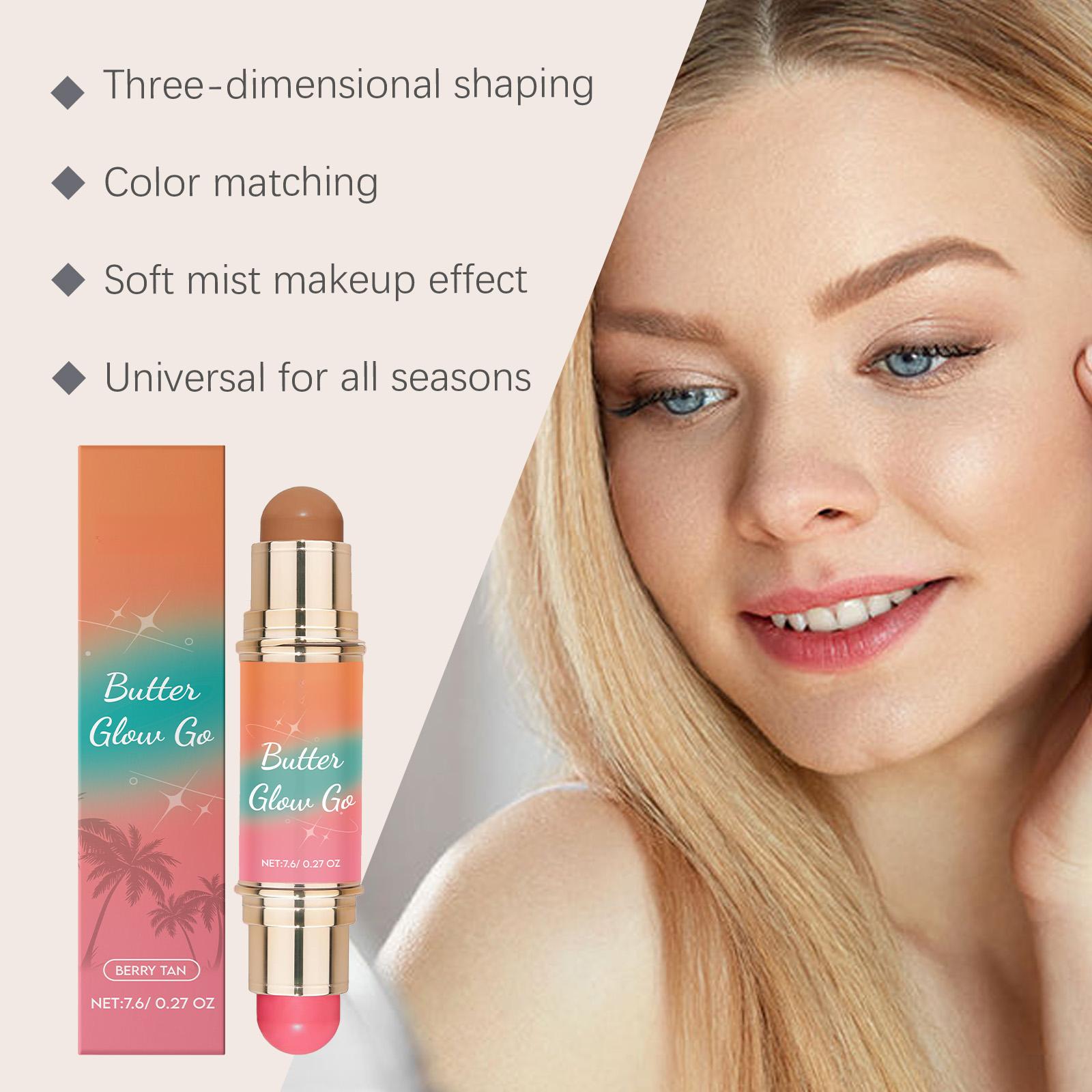 Multi-Purpose Contouring Stick, Double Head Stereoscopic Contouring Blush Stick Soft Mist For Portable Touch Up