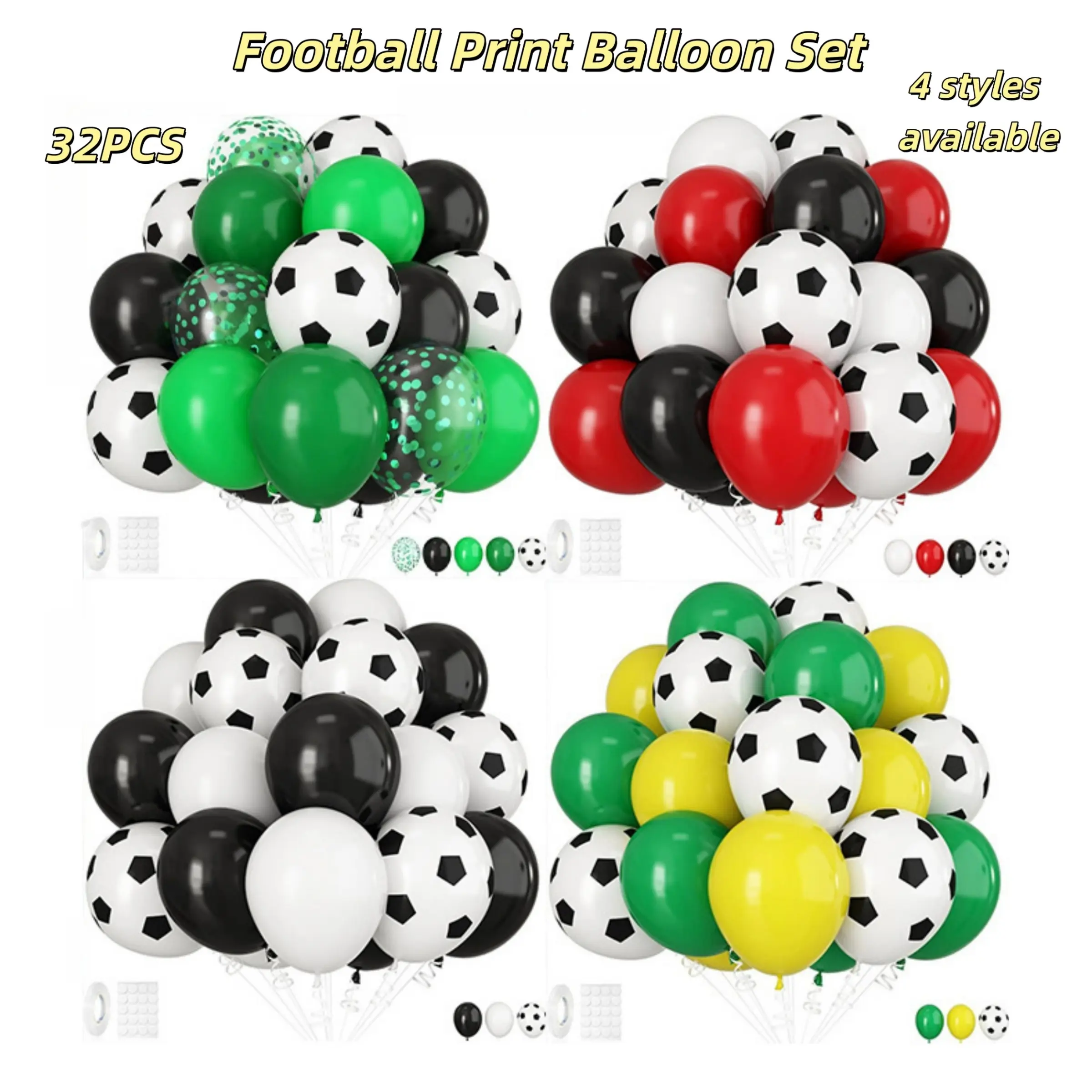 30-Pack Soccer Print Balloons Set, 2026 Soccer Theme Party Decor, Party Balloons Decorations, Balloon String Set, Perfect for Soccer Events and Parties