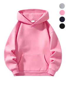 Unisex Plain Kangaroo Hooded Sweatshirt, Casual Long Sleeve Pullover, Loose-Fit Fleece Top, Fall & Winter Streetwear, Men's Basic Sportswear