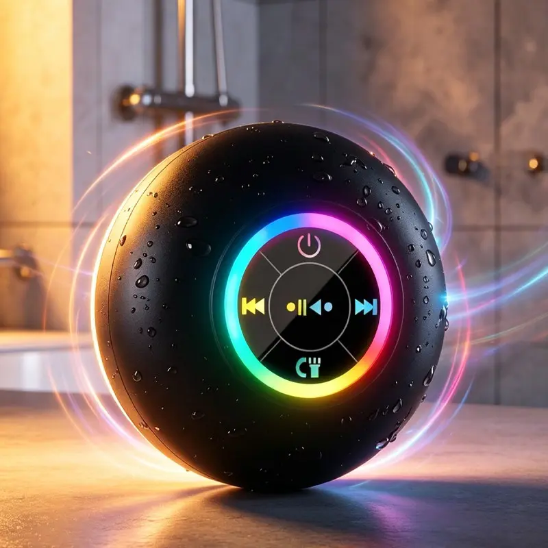 Frosted Suction Bluetooth-compatible Speaker, Waterproof LED Light, 600mah Battery, Bass Speaker, Portable for Bathroom and Camping