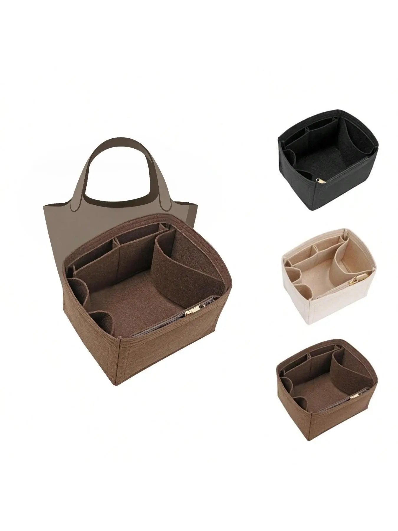 Felt Purse Organizer Inserts for Picotin 18/22 Handbag, Handbag organizer, Purse Organizer Pouches, storage inner bag with 7 pockets, Travel Bag Organizer, Felt Liner Bags, Organizing Pouch, Perfect for Tote, Longchamp, Hermès, Travel Accessories