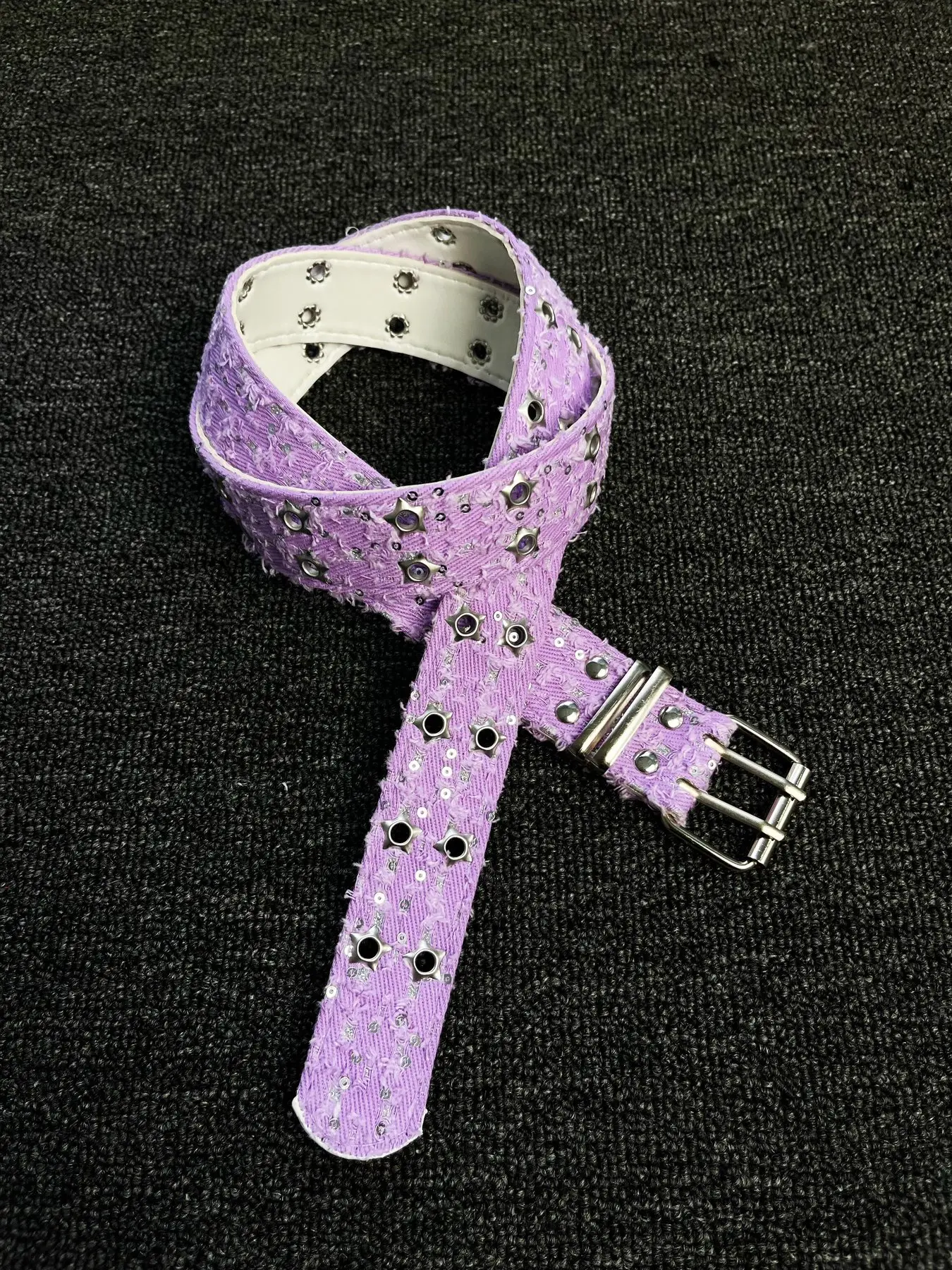 Suitable for both men and women New summer taro purple star hole full hole belt with colorful millennium style, a must-have trend for spicy girls