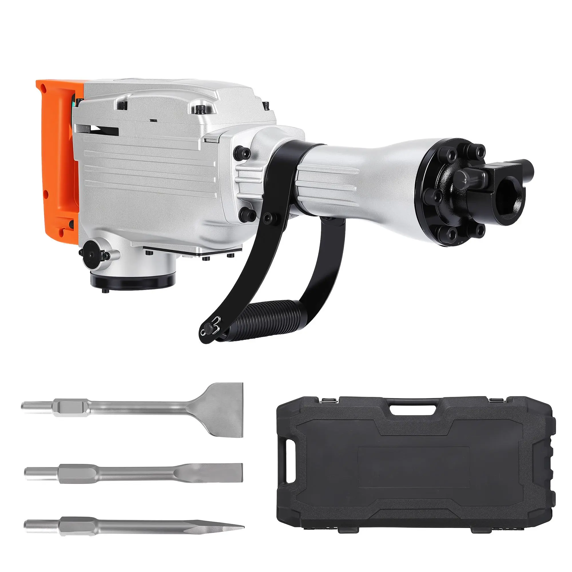 1500W Heavy-Duty Electric Demolition Breaker, 1800 BPM Concrete Jack Hammer with Anti-Vibration Design & 360° Adjustable Handle, Equipped with Carry Case, Perfect for Industrial Demolition Work